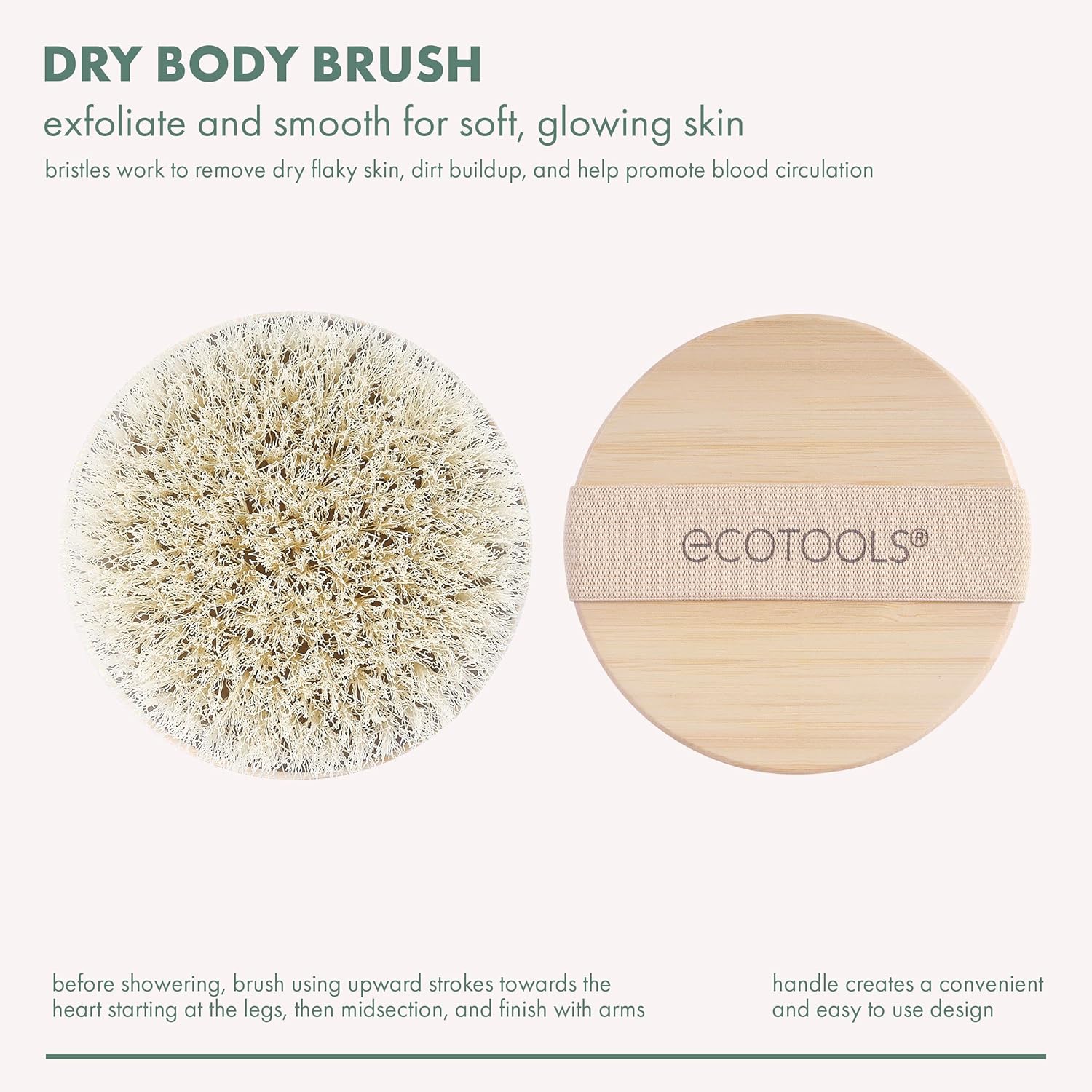 EcoTools Dry Body Brush, Cruelty-Free Bristles Exfoliate & Smooth Skin, Dry Brushing Removes Flaky Skin, May Help Improve Circulation & Tone, Vegan & Cruelty-Free, 1 Count