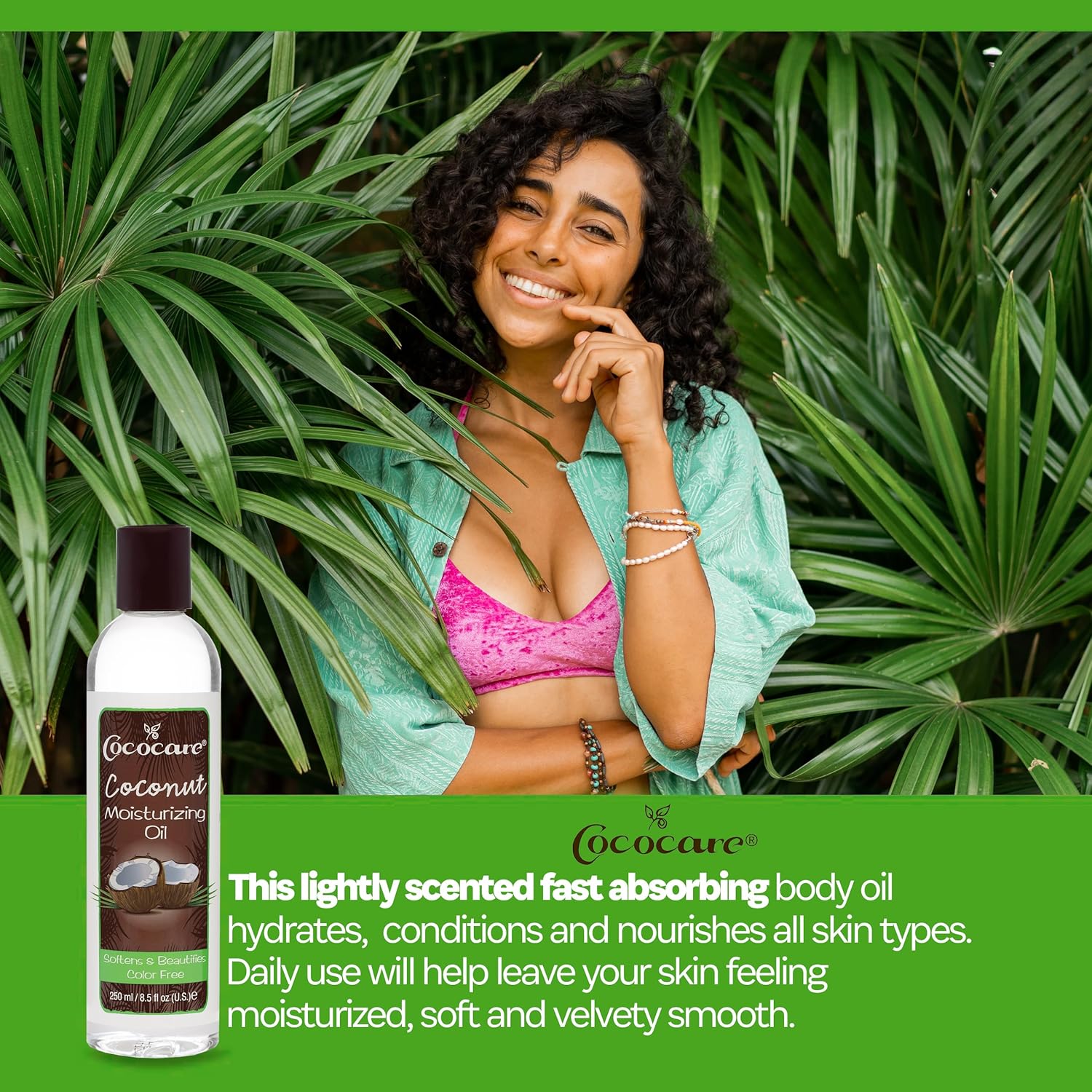 Cococare Coconut Moisturizing Oil, 8.5 fl oz - Lightweight Body Moisturizer Formulated with Natural Coconut Oil - Paraben-Free Body Oil for Bath, Shower, Massage, and Everyday Skin Care - 2 Pack
