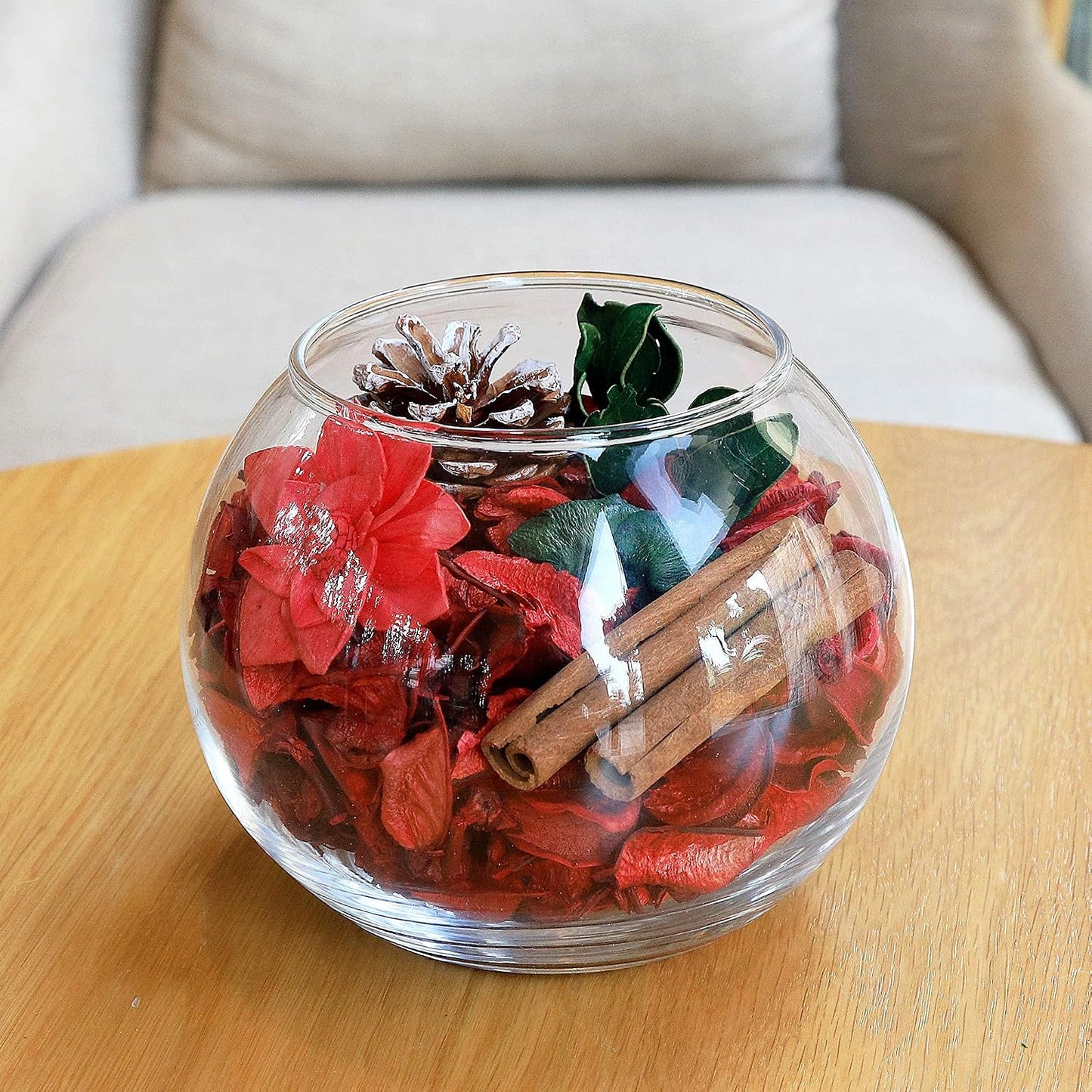 Qingbei Rina Christmas Potpourri Bags,Cinnamon Scented Potpourri Bowl Filler,Red Decorative Dried Flowers Home Fragrance Sachet,Winter Holiday Vase Filler Decor,8.4 oz