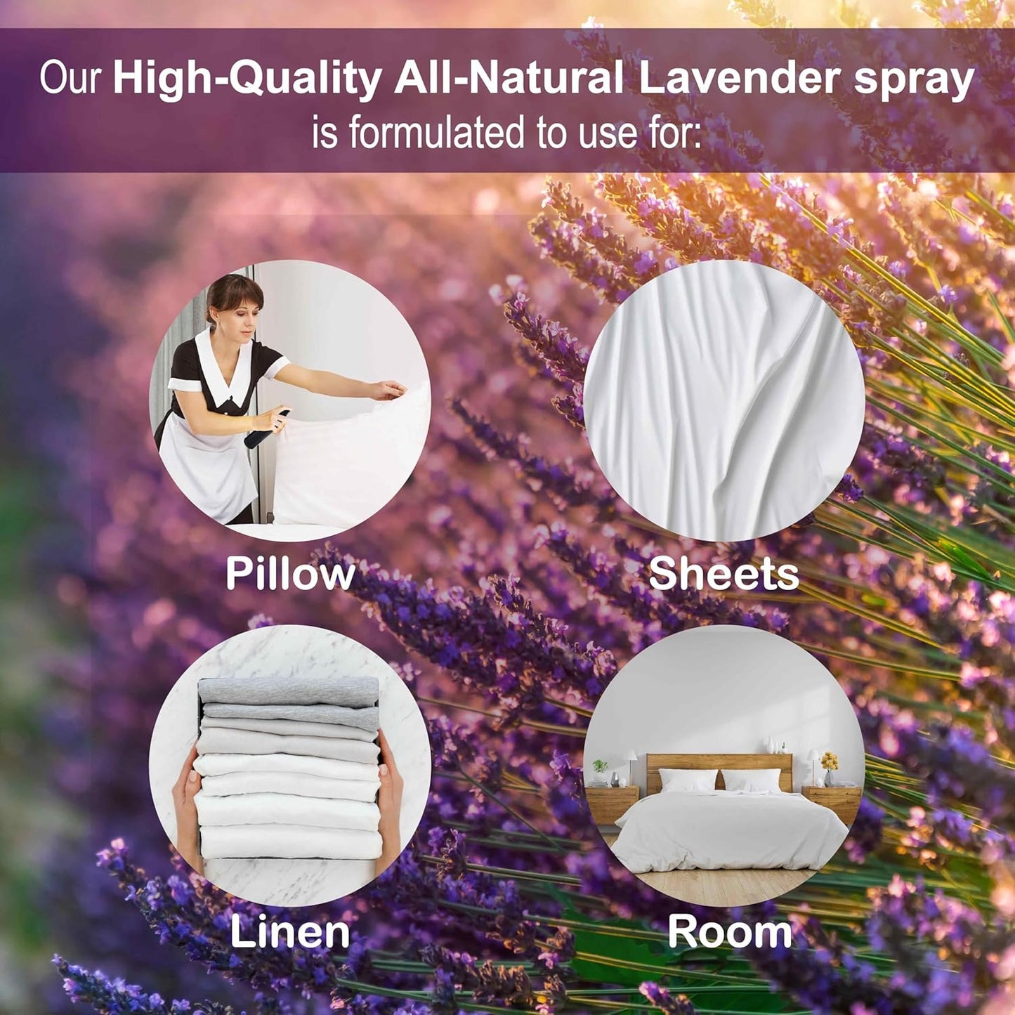 Aromasong 100% Natural Lavender Spray | 2-Pack | for Relaxing - Room & Linen Spray for Sleeping - Calming Essential Oil for Pillows and Sheets 4 Fl Oz.