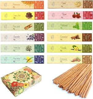 Incense Sticks Gift Set by Aroma Valley - Mega Variety Pack Assortment - 100 Sticks Includes 12 Different scents - Premium Handrolled Traditional Masala Incense