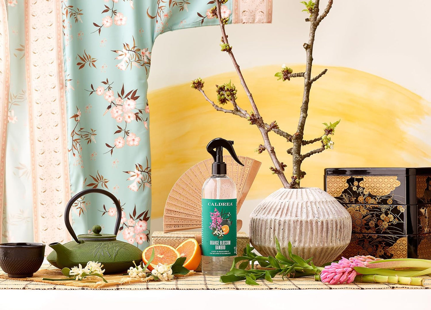 Caldrea Linen and Room Spray Air Freshener, Made with Orange Peel and Ylang Ylang flower Essential Oils, Plant-Derived and Other Thoughtfully Chosen Ingredients, Orange Blossom Bamboo scent,16 oz