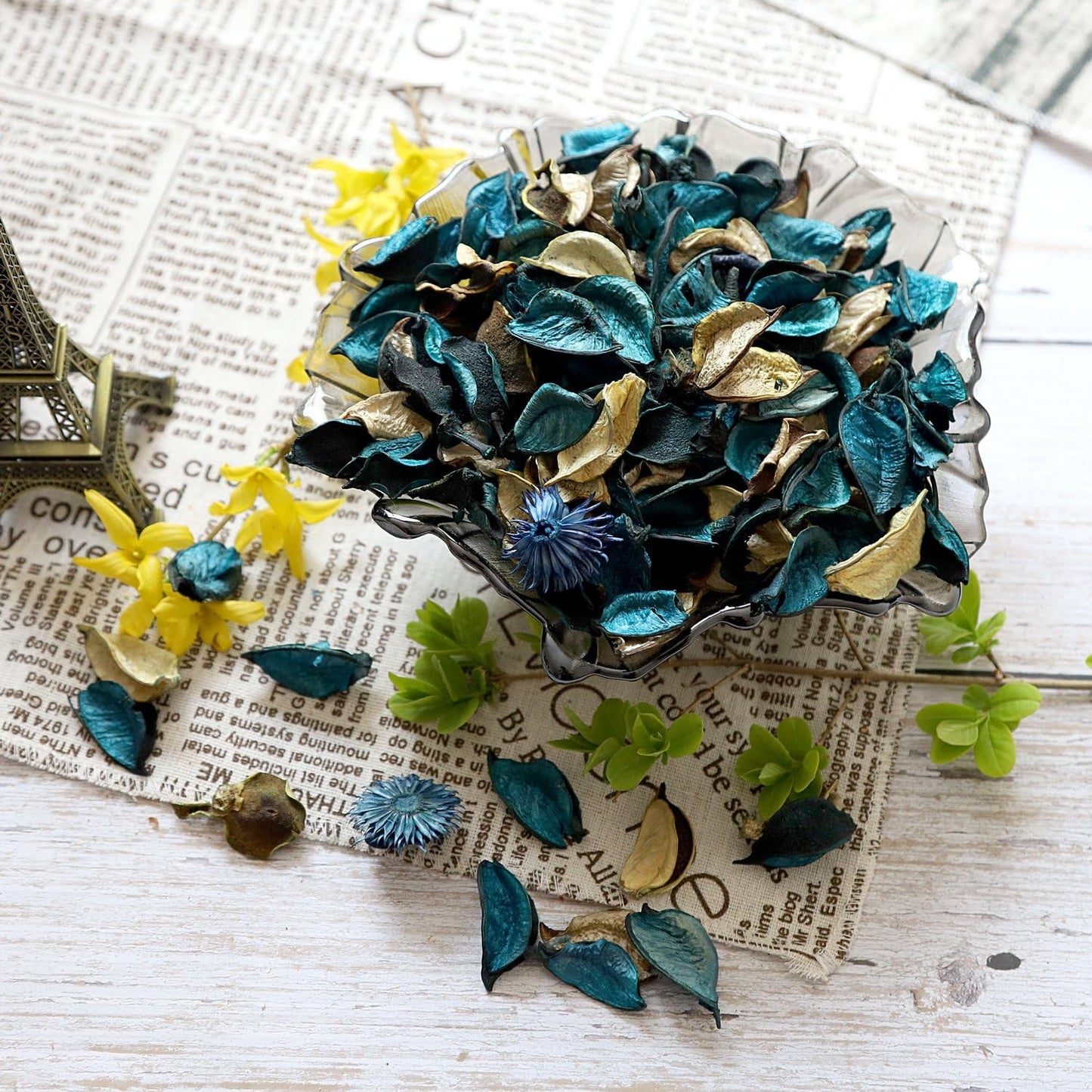 Qingbei Rina Summer Potpourri Bags,Ocean Breeze Scented Potpourri Dried Flower, Bowl Vase Filler, Home Fragrance Sachet Petal, Beach Coastal Decor, 8.4 oz(Blue)