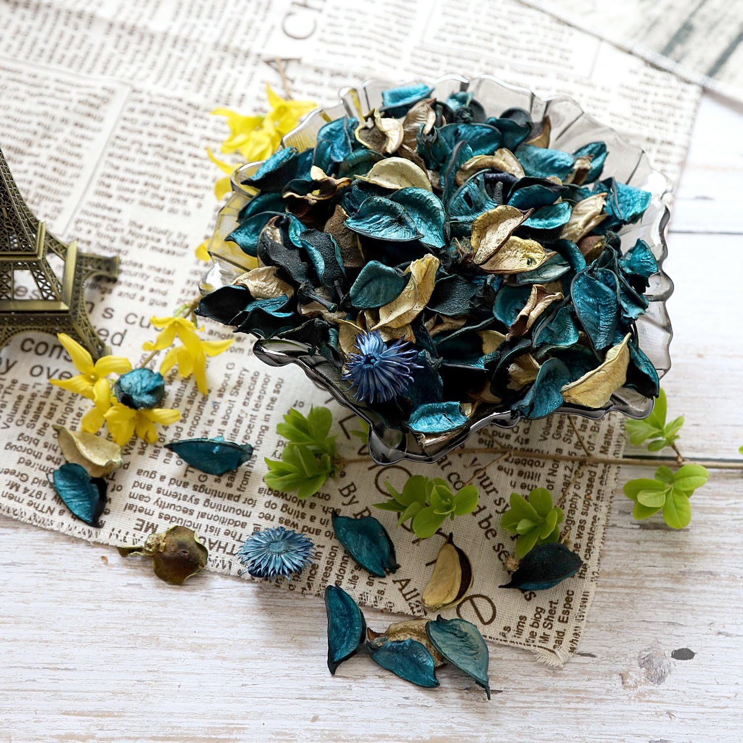 Qingbei Rina Summer Potpourri Bags,Ocean Breeze Scented Potpourri Dried Flower, Bowl Vase Filler, Home Fragrance Sachet Petal, Beach Coastal Decor, 8.4 oz(Blue)