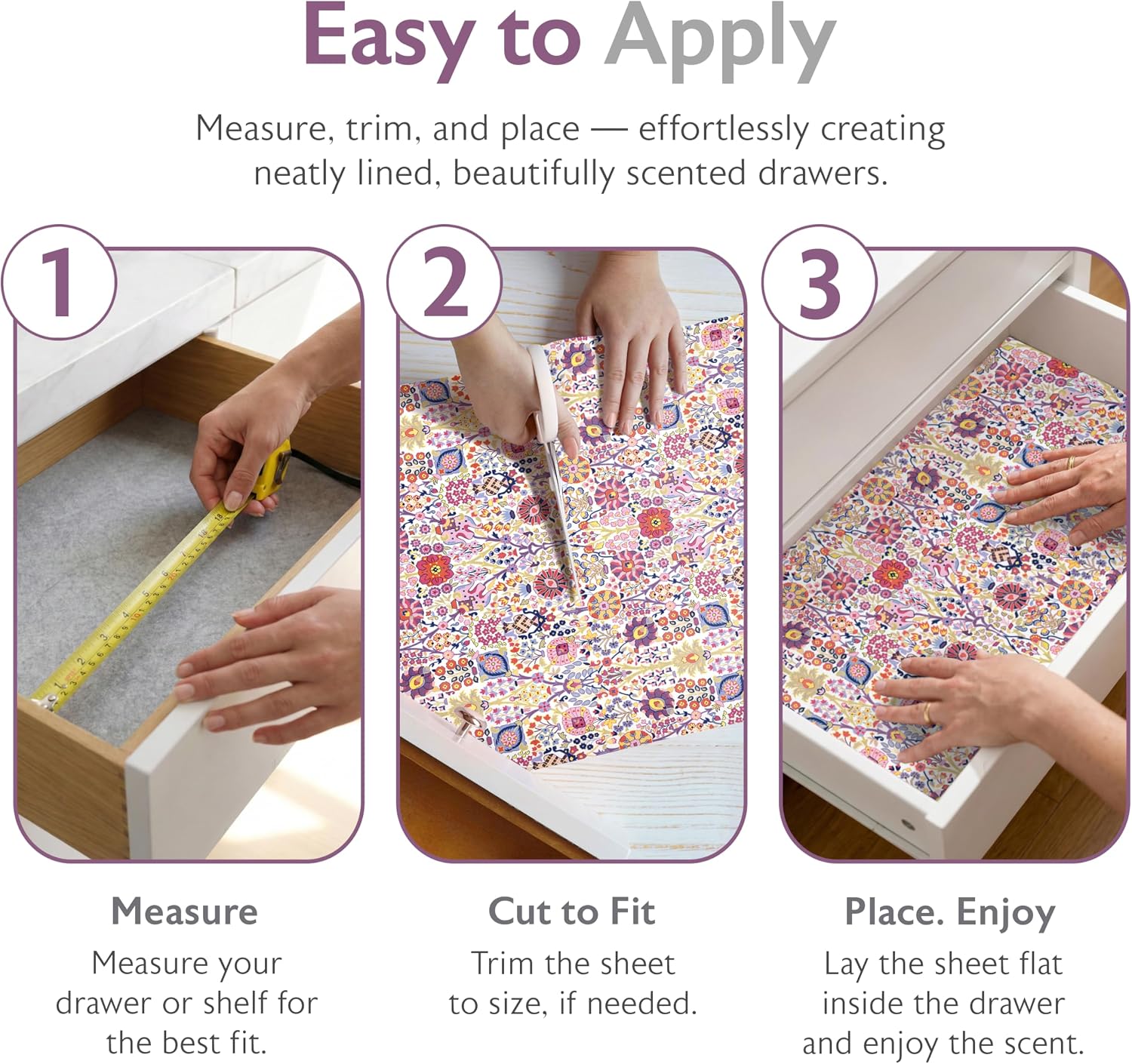 Scented Drawer Liners for Dresser – 6 Large Non Adhesive Dresser Drawer Liner Sheets, 22 x 16 in, Drawer Liners for Kitchen Cabinets & Closet Shelves, Cabinet Liner & Shelf Paper (Summer Florals)