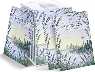 US05-Seattle Lavender Mist Sachets for Drawers, Closets & Cars, 12 Pack | Car Air Freshener sachets with Seattle Lavender Mist scent. Freshens closets, drawers, cars and small spaces.