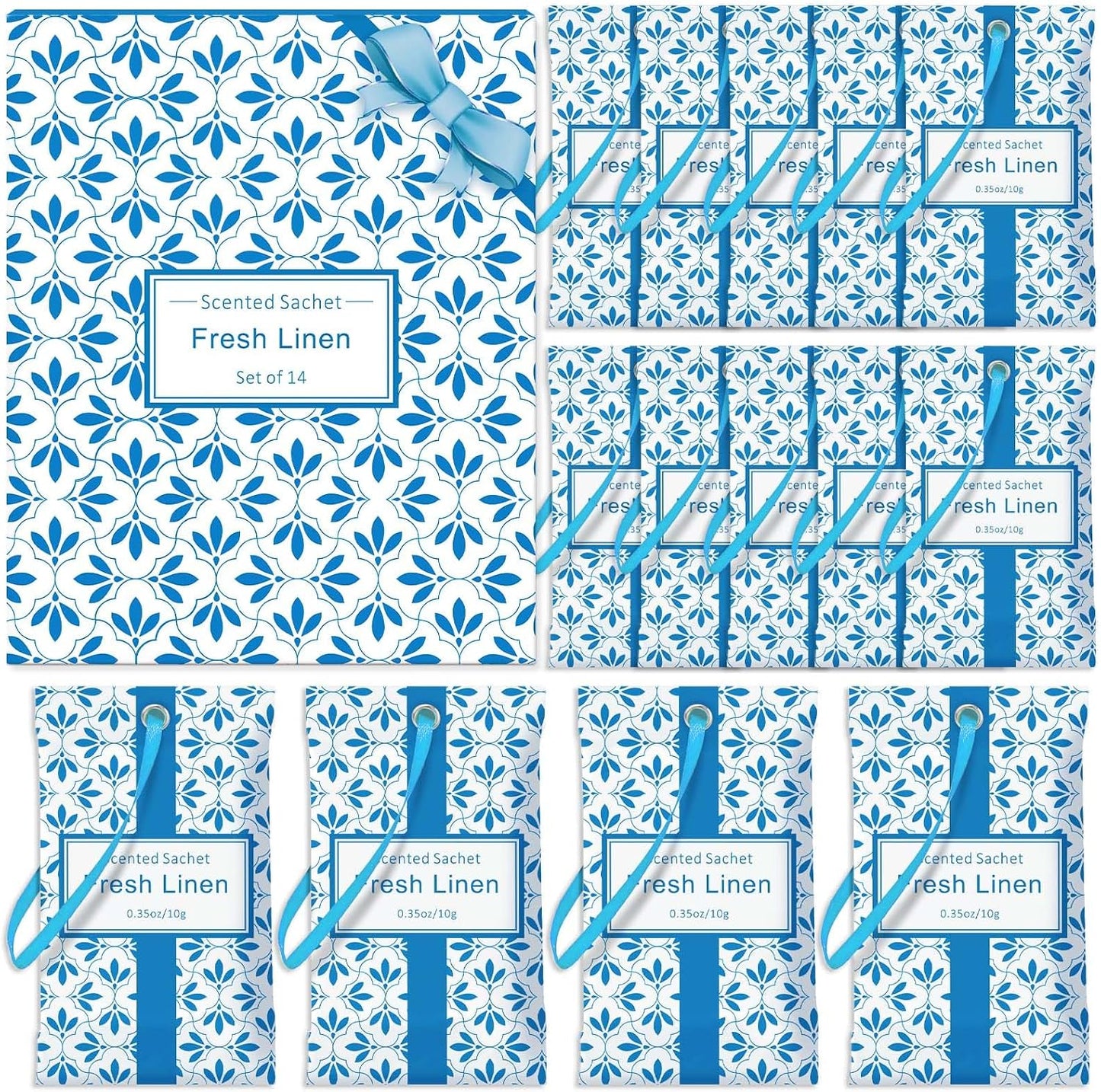 STRN Linen Scented Sachets for Drawer and Closet, Long-Lasting Sachets, 14 Packs for Home Fragrance, Small Space Air Freshener for Wardrobes