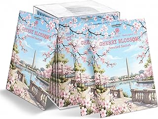 US12-Washington D.C. Cherry Blossom Sachets for Drawers & Closets, 12 Pack | Car Air Freshener sachets with D.C. Cherry Blossom scent. Freshens closets, drawers, cars and small spaces.
