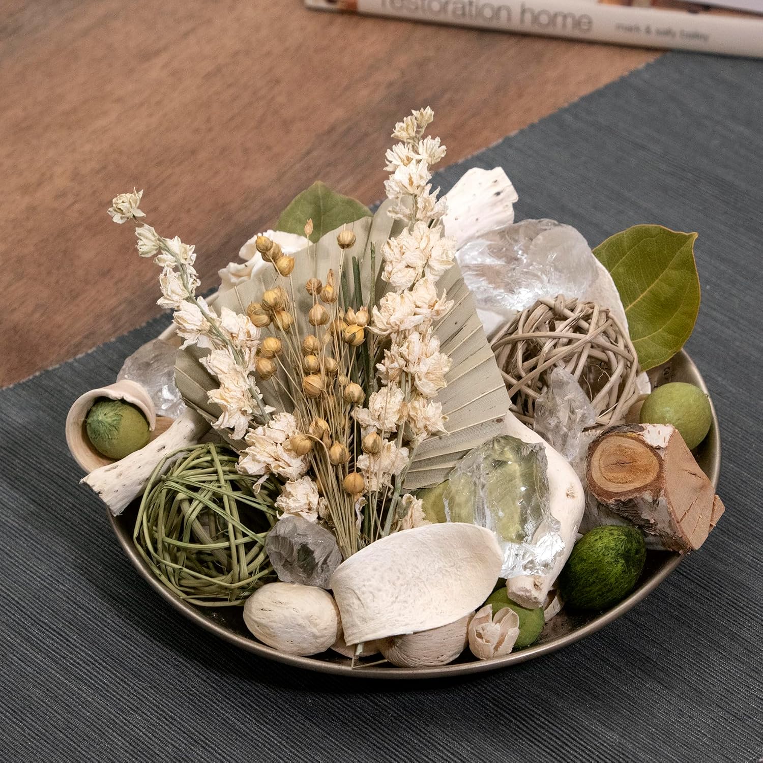 ANDALUCA Maison Box Fragrance Potpourri Decorative Vase & Bowl Filler Home Décor (Palm & Cedar)