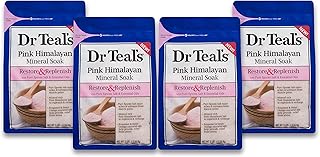 Dr Teal's Epsom Salt Soaking Solution, Restore & Replenish, Pink Himalayan Mineral Soak, 4 Count - 3lb Bags, 12lbs Total