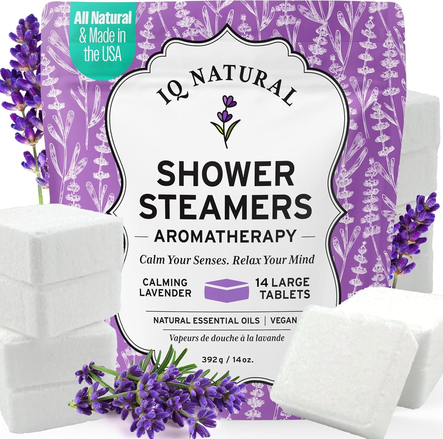 Lavender Shower Steamers Aromatherapy for Women- USA Made - Shower Bombs Aromatherapy for Women, Vapor Shower Tablets, Menthol Shower Scent Steamers Cold and Flu, Organic Shower Steamer