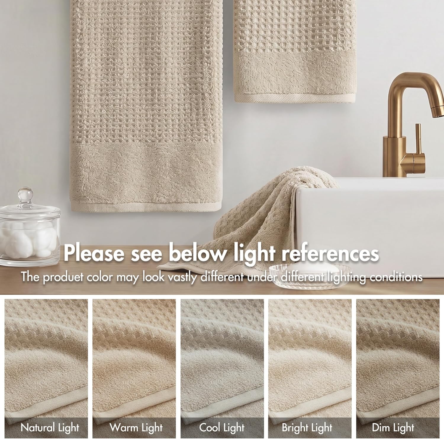 Madison Park Spa Waffle 100% Cotton Luxurious Towel Set, Premium Texture Waffle Weave, Highly Absorbent, Quick Dry, Hotel & Spa Quality Wash Clothes for Bathroom, Assorted Sizes, Natural 6 Piece