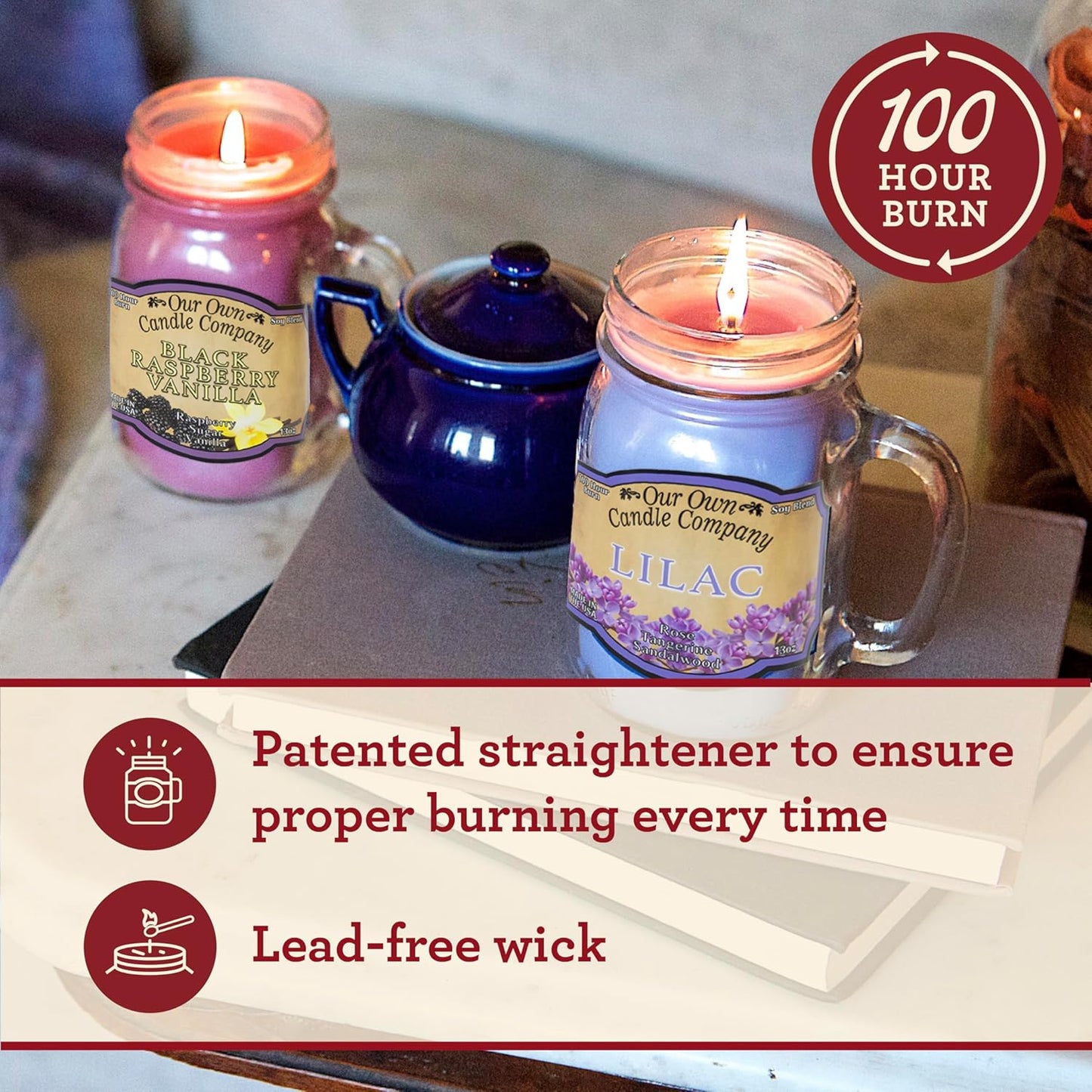 Our Own Candle Company, Banana Nut Bread Scented Mason Jar Candle, 100 Hour Burn Time - 13 Ounces
