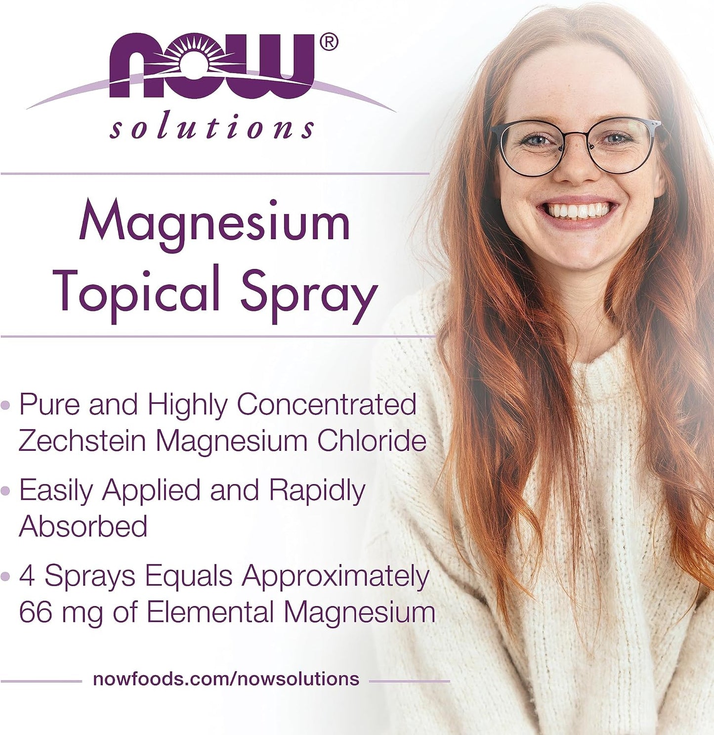NOW Foods Solutions, Magnesium Topical Spray, from the Ancient Seabed, Highly Concentrated, 8 Fl Oz (Pack of 1)