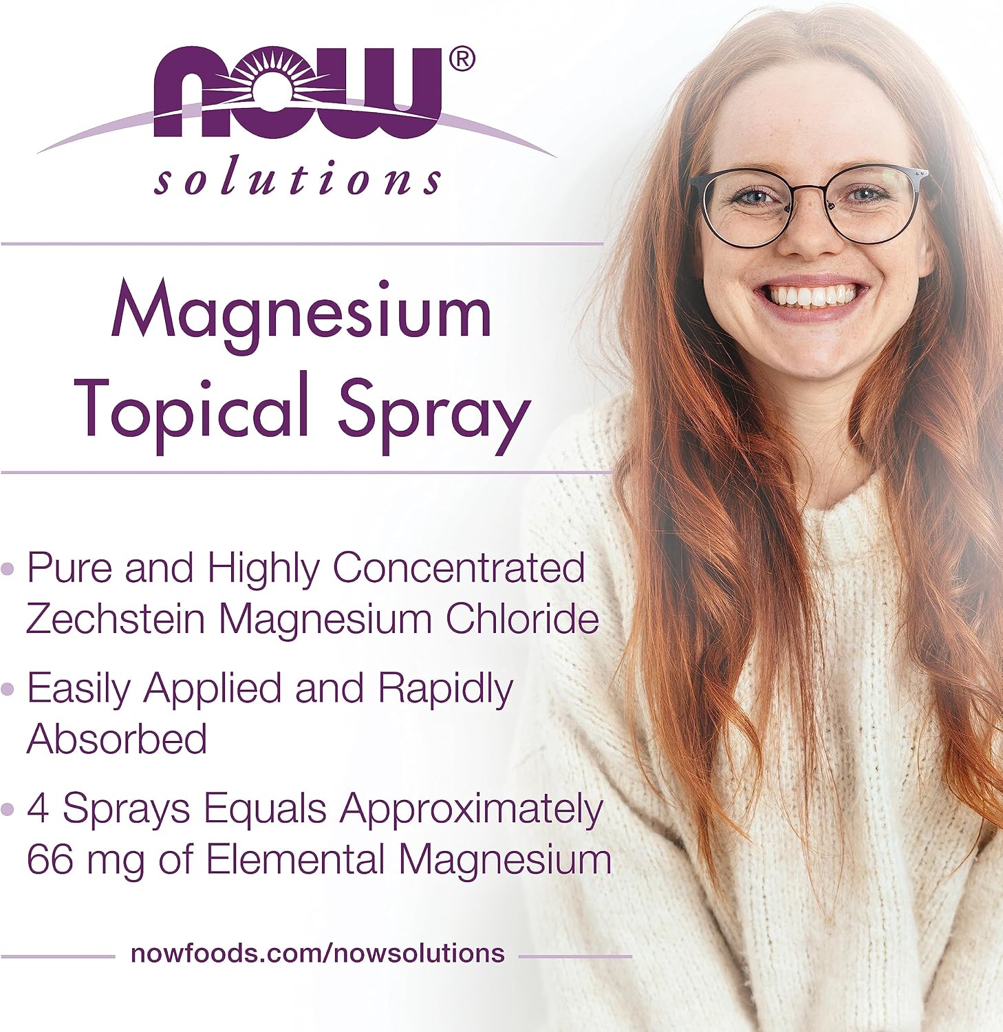 NOW Foods Solutions, Magnesium Topical Spray, from the Ancient Seabed, Highly Concentrated, 8 Fl Oz (Pack of 1)