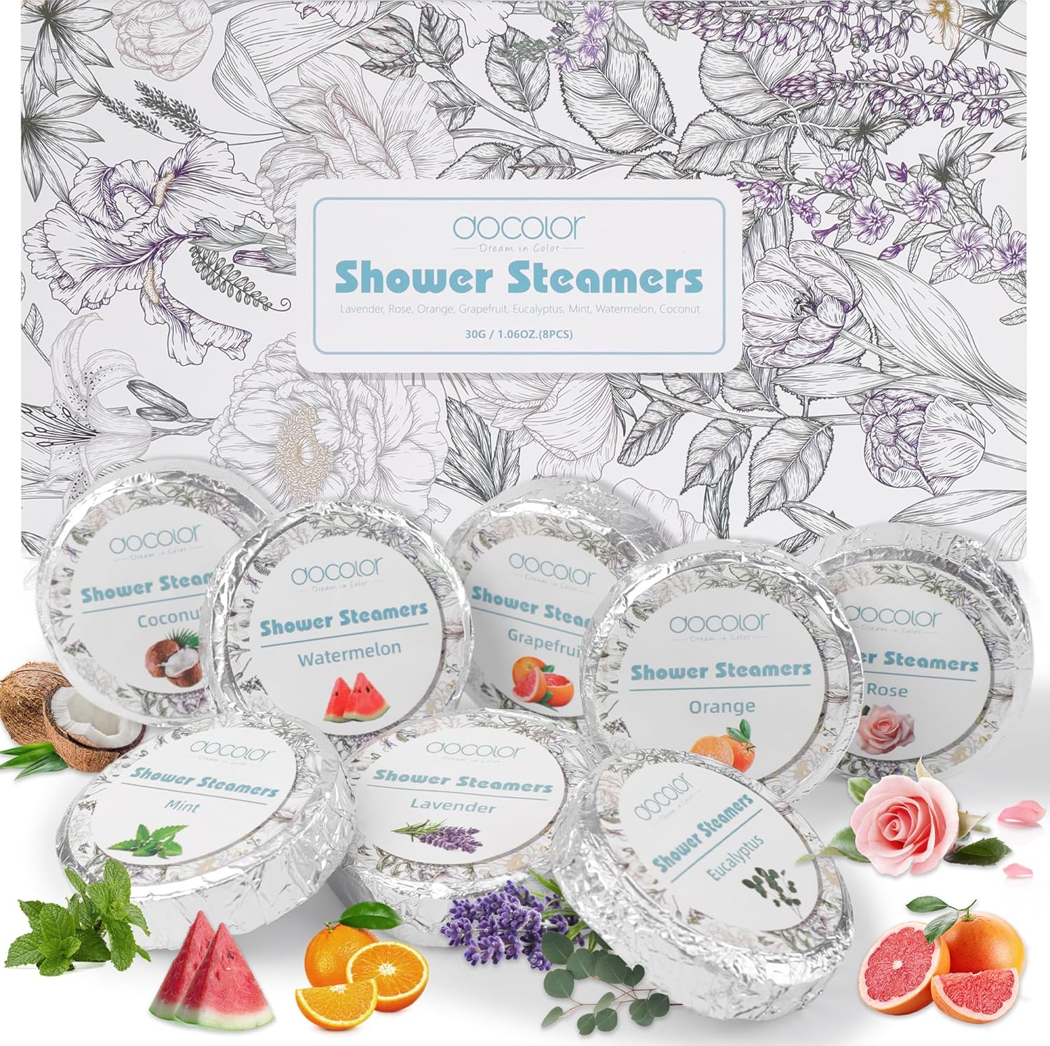 docolor 12-Pack Lavender Essential Oil Shower Steamers, Essential Oil Shower Bombs Gifts for Women, Stress Relief Relaxation Home Spa, Birthday Christmas Self Care Travel Essentials