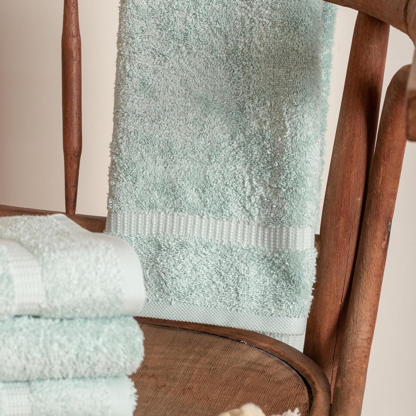 SALBAKOS 100% Turkish Cotton Hand Towel Set of 6 16x30 inch | Premium Quality | Hotel & Spa Collection | Soft, Absorbent, Long Lasting Hand Towels | Made in Turkey (Seafoam Green, 6 Hand Towels)