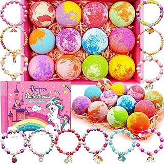 Unicorn Bath Bombs with Surprise Toys Inside for Kids Girls 3 4 5 6 7 8 Years Old Birthday Gift for Girls Bath Bombs with Surprise Jewelry Inside for Kids Toddler Girl Birthday Christmas Easter Gifts
