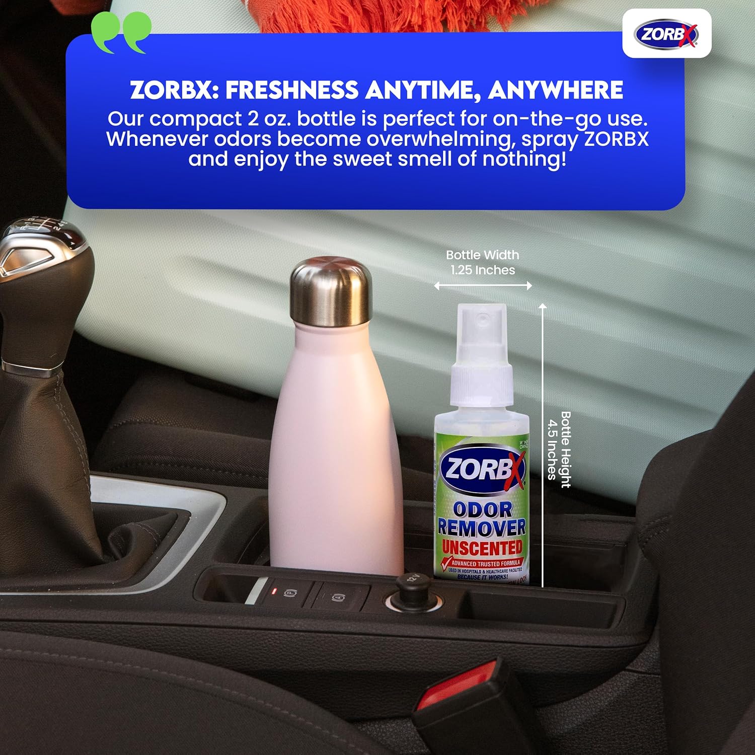 ZORBX Unscented Odor Eliminator Spray 2 Oz (5-Pack) – Hospital-Grade Permanent Odor Remover for Pet & Human Urine, Smoke & Strong Household Odors – Carpet, Upholstery, Mattress, Bathroom, Car & More