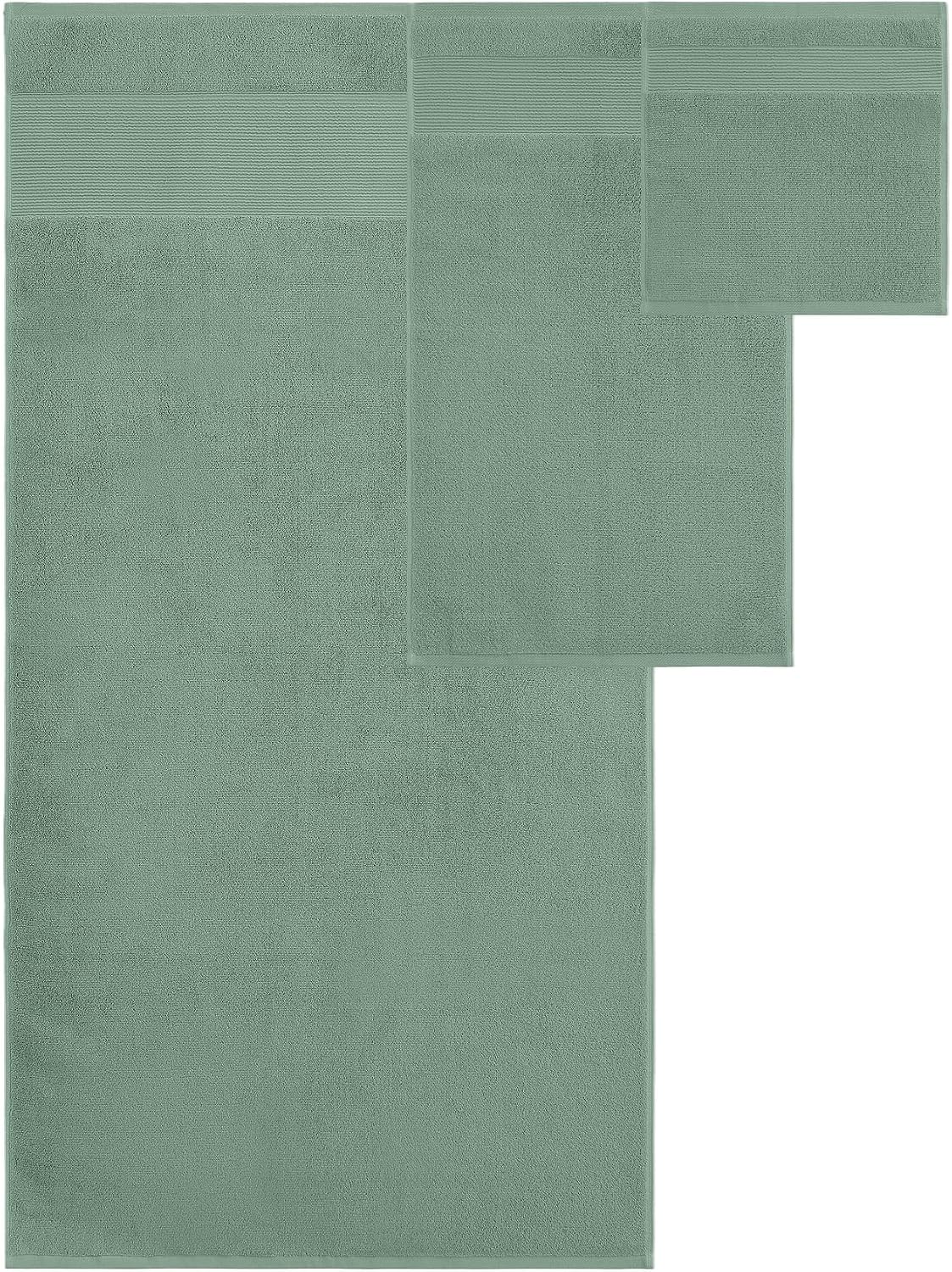 Modern Threads Air Cloud 6-Piece Towel Set - 100% Zero-Twist Cotton, 500 GSM, Quick Dry & Plush, Eucalyptus