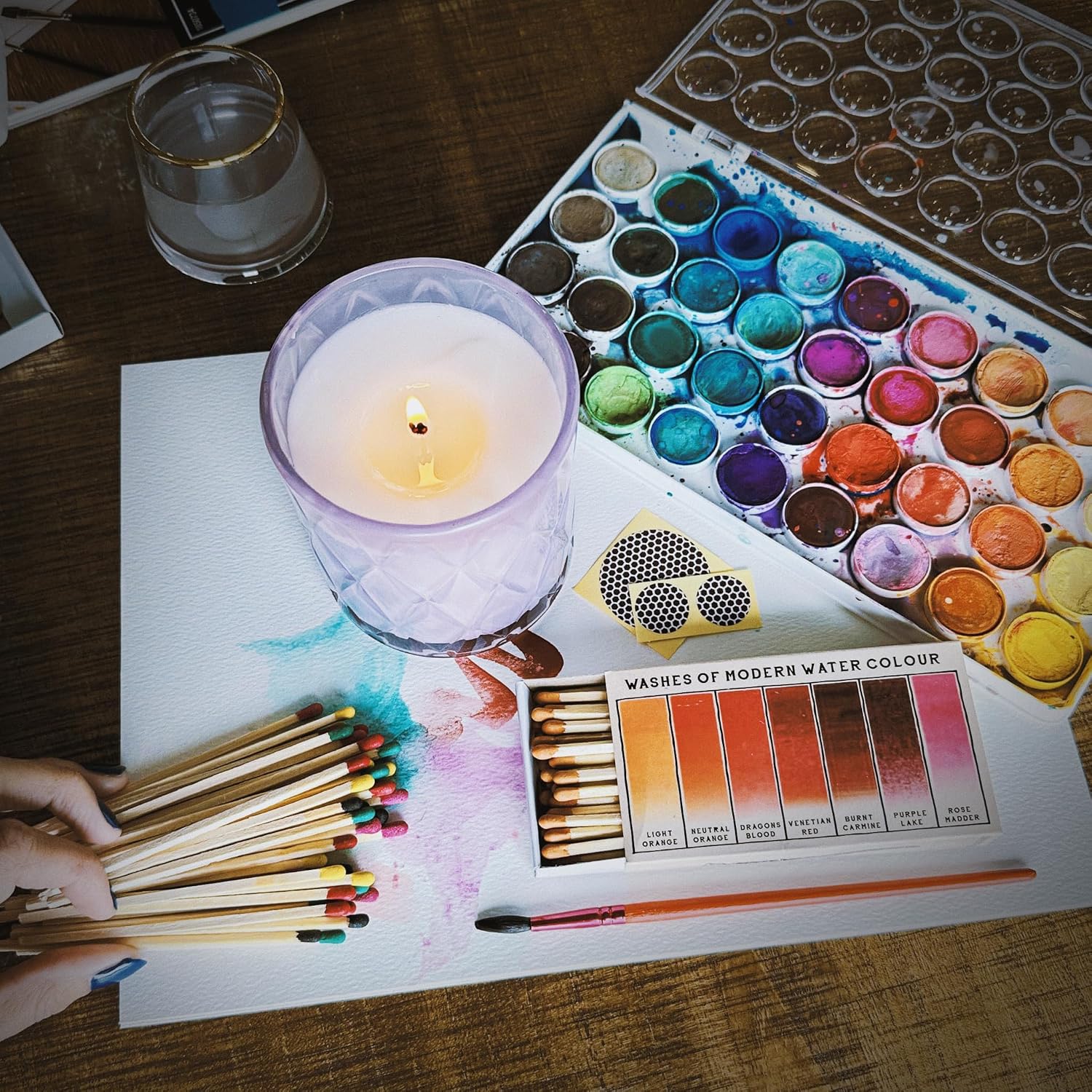 HomArt Matchbox Designs of Your Choice (4 Unique Box Designs with 4" Matches, Striking Stickers by Thankful Greetings) Decorative & Festive for Home Decor, Gifts, Accessories Long Safety Matches