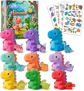 9 Pack Dinosaur Bath Bombs with Surprise Toys Inside for Kids - Natural & Gentle Fizzy with 9 Soothing Fruit Scents - Surprise Dino Bath Sets for Boys Girls, Birthday Gifts & Bedtime Relax