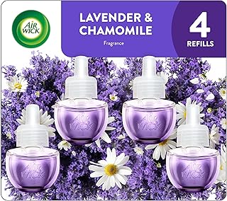 Air Wick Plug-In Scented Oil Refills, 4 Count, Lavender and Chamomile, Air Freshener, Essential Oils, Eco Friendly