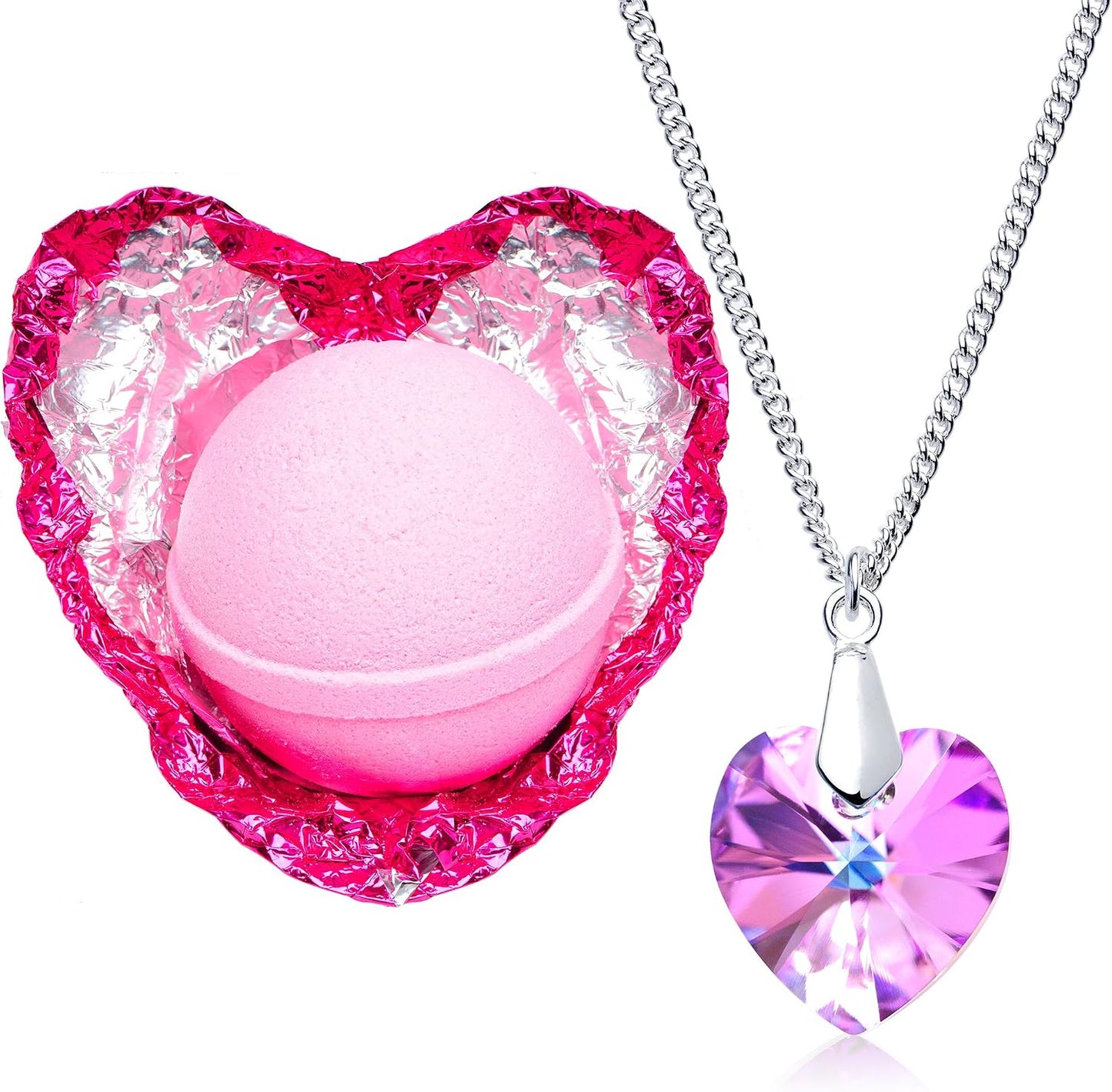 Love Potion Bath Bomb with Necklace Created with Crystal Extra Large 10 oz. Made in USA