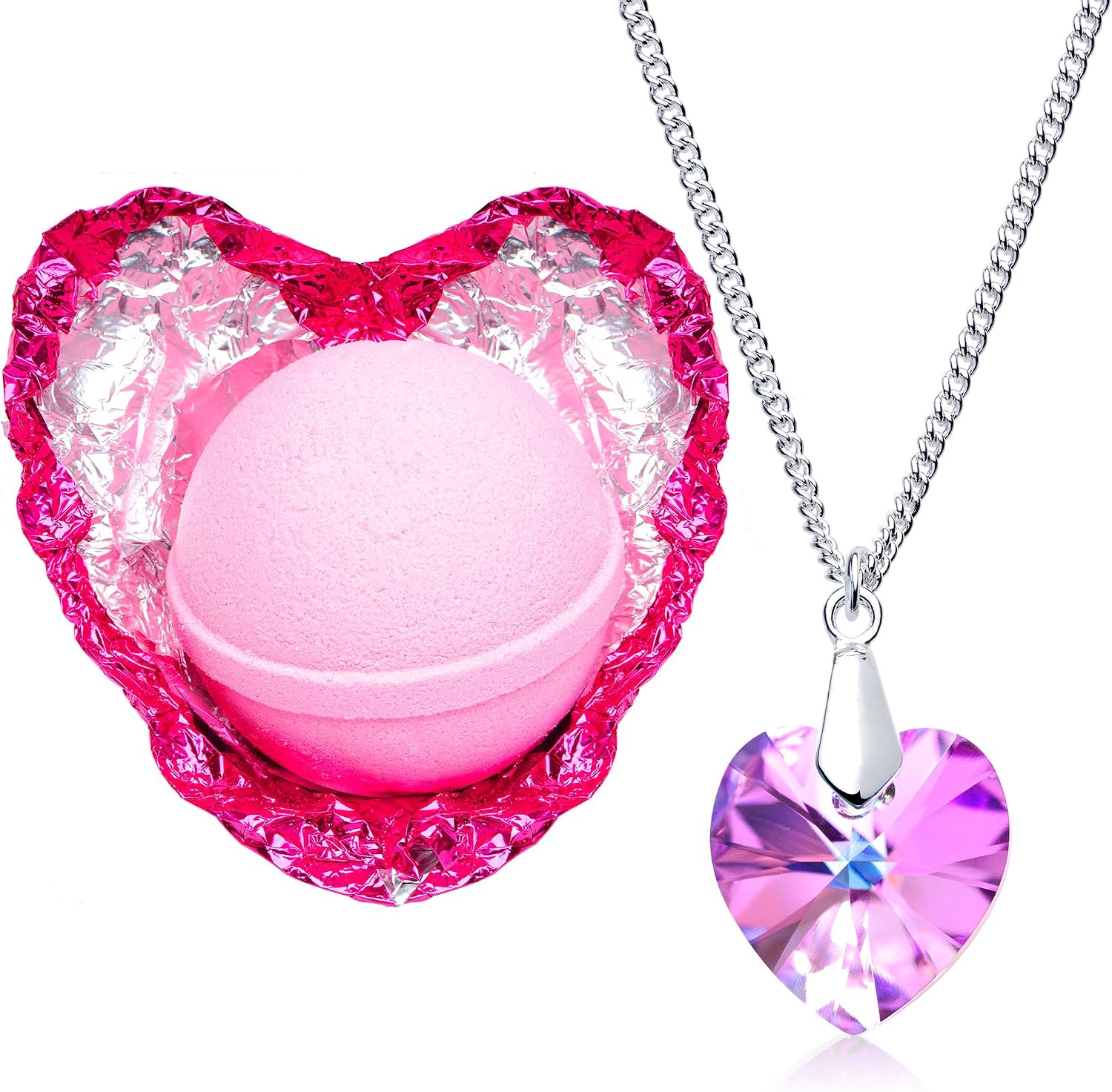 Love Potion Bath Bomb with Necklace Created with Crystal Extra Large 10 oz. Made in USA