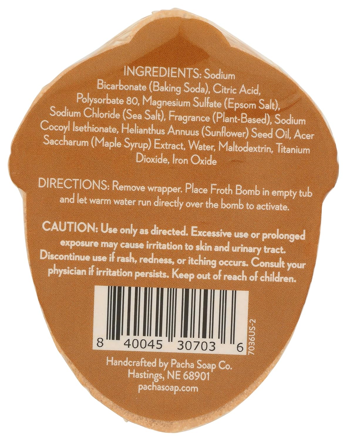 Pacha Soap Caramel & Sea Salt Froth Bomb, 4.5 OZ