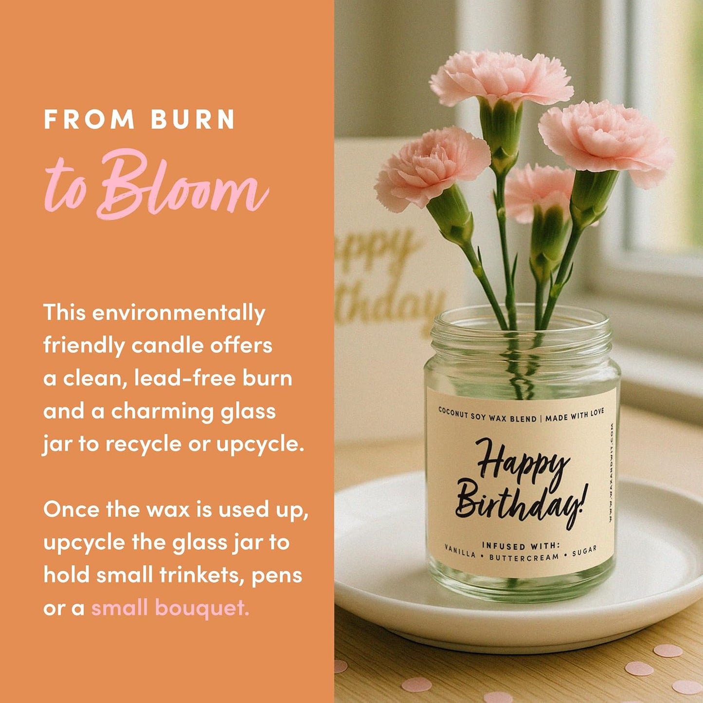 WAX & WIT Birthday Gifts for Women, Happy Birthday Candle – Scented with Vanilla, Buttercream and Sugar - 9oz, Soy Wax, 50 Hour Burn, Premium Candle Gift for Her, Friend, Daughter, Sister, Wife