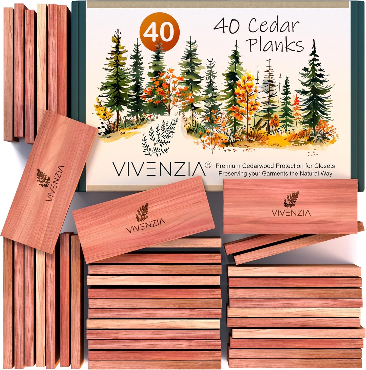Cedar Blocks for Clothes Storage, 40 Cedar Planks, Cedar Blocks for Closet, Cedar for Closets, Natural Closet Smell Eliminator,Natural Closet Deodorizer,Drawer Fresheners for Dresser