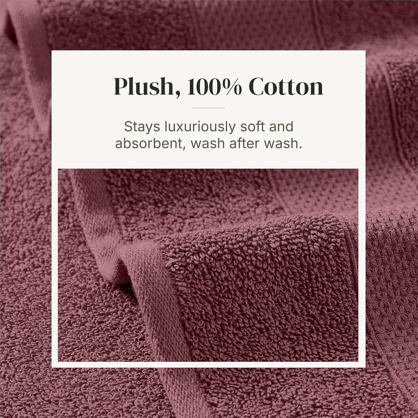 Modern Threads Pax 6-Piece Reversible Yarn Dyed Jacquard Towel Set - Bath Towels, Hand Towels, & Washcloths - Super Absorbent & Quick Dry - 100% Combed Cotton, Rosewood