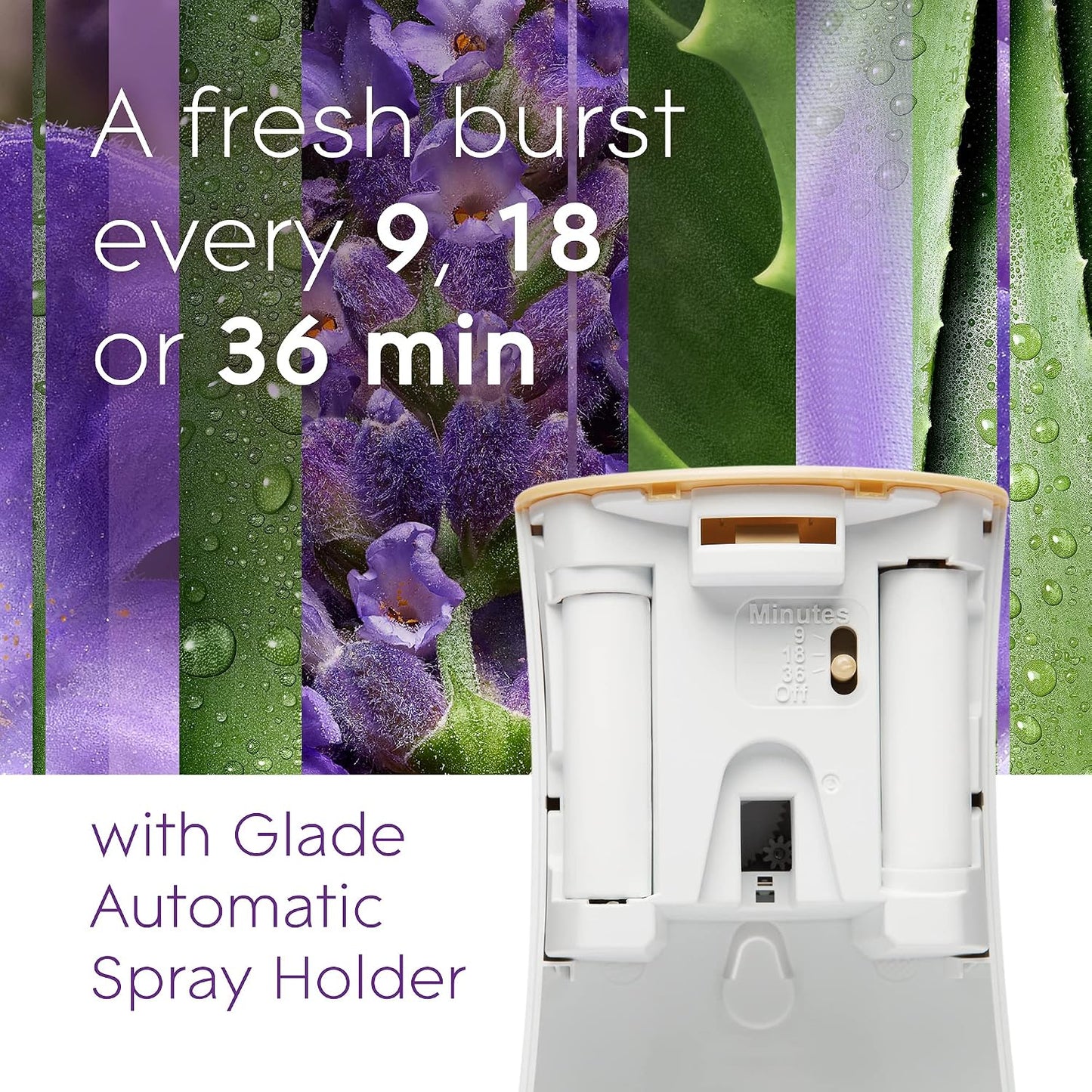 Glade Automatic Spray Refill, Air Freshener for Home and Bathroom, Tranquil Lavender & Aloe, 6.2 Oz