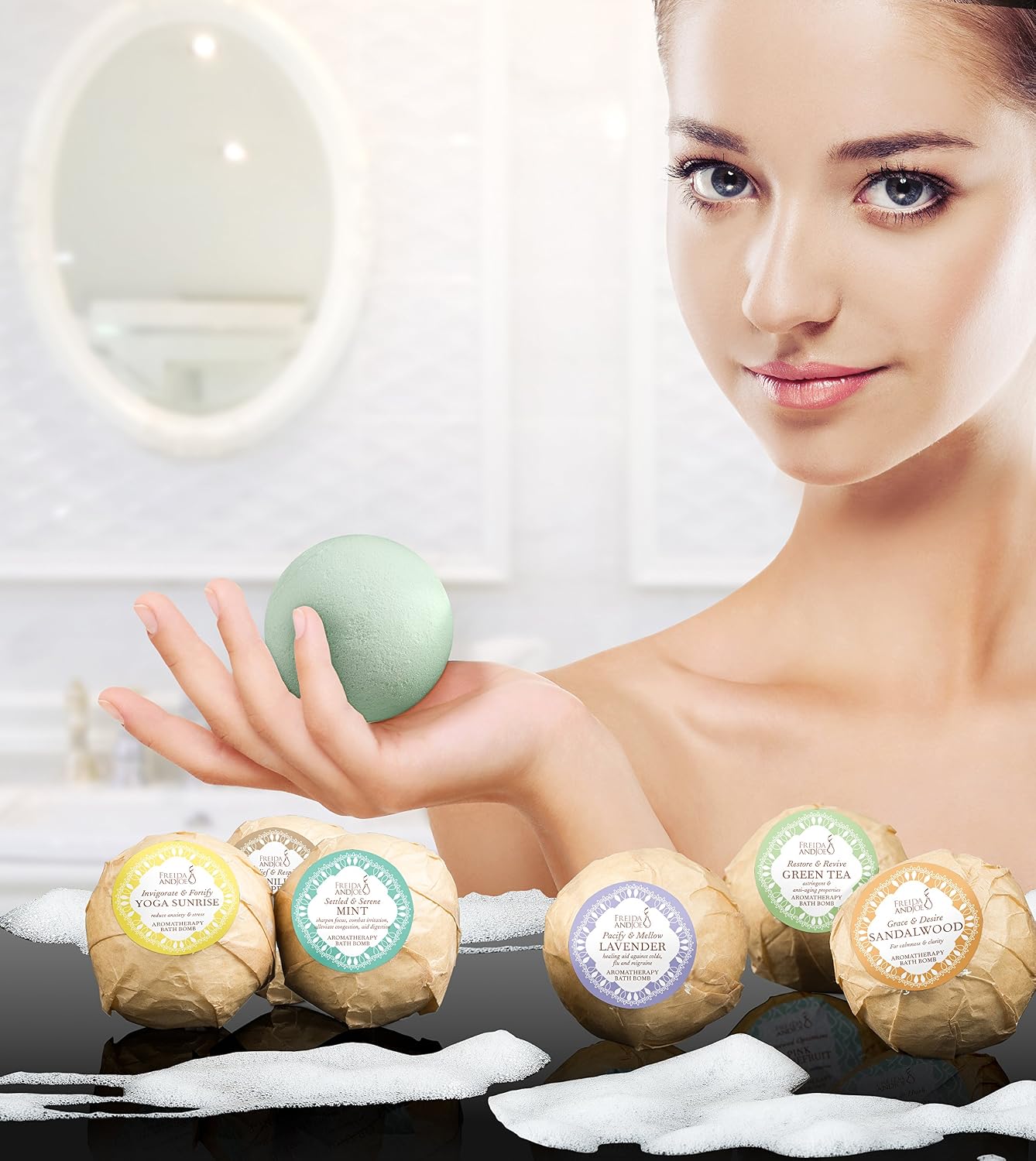 Home Spa Gift Basket Calming Relaxation Aromatherapy Bath Bombs, 6 Refreshing, Aromatic Scents to Moisturize, Revitalize, Rejuvenate Mind, Body & Soul – Mother's Day Gift for Mom