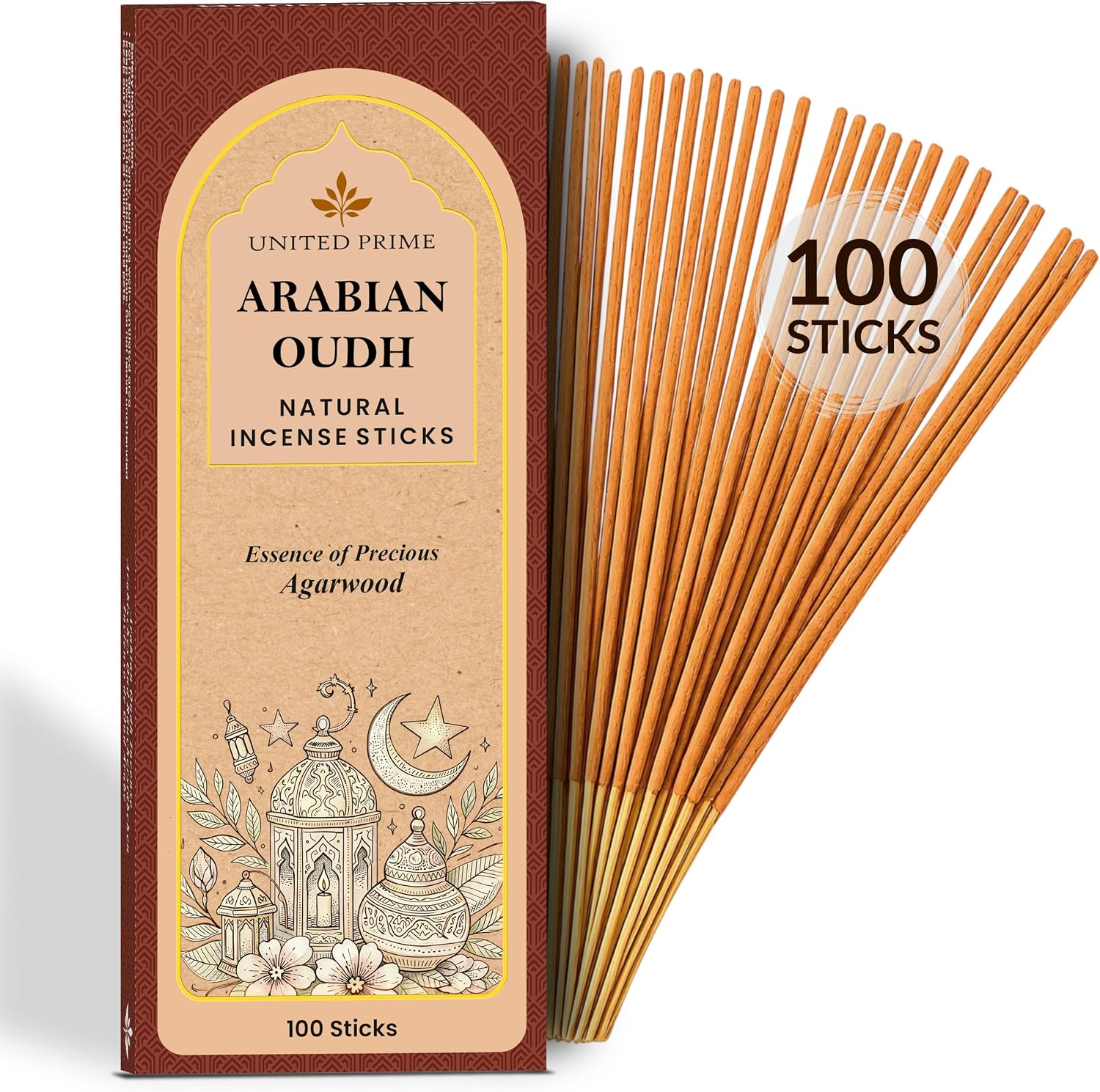 Pure Oud Incense Sticks, 100% Natural Organic Non Toxic, 100 Sticks, Clean Burning No Charcoal, Sustainably Harvested, Positive Vibes Incense, Meditation Gifts – Spritual Cleansing