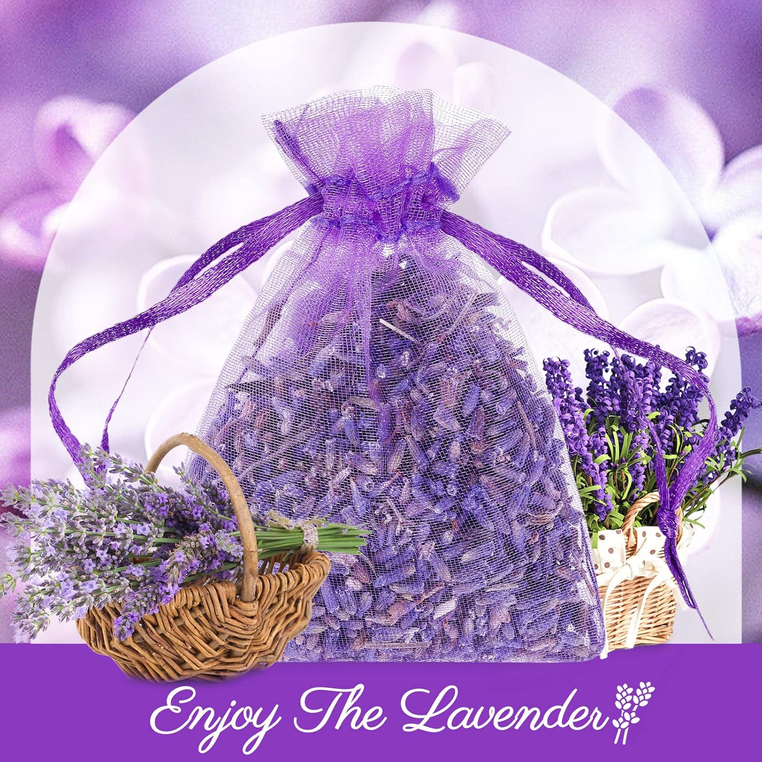 Reginary 120 Pack Lavender Sachets Bags Bulk for Drawers and Closets Home Fragrance Sachet Dried Lavender Flower for Wedding Bridal Shower Favors