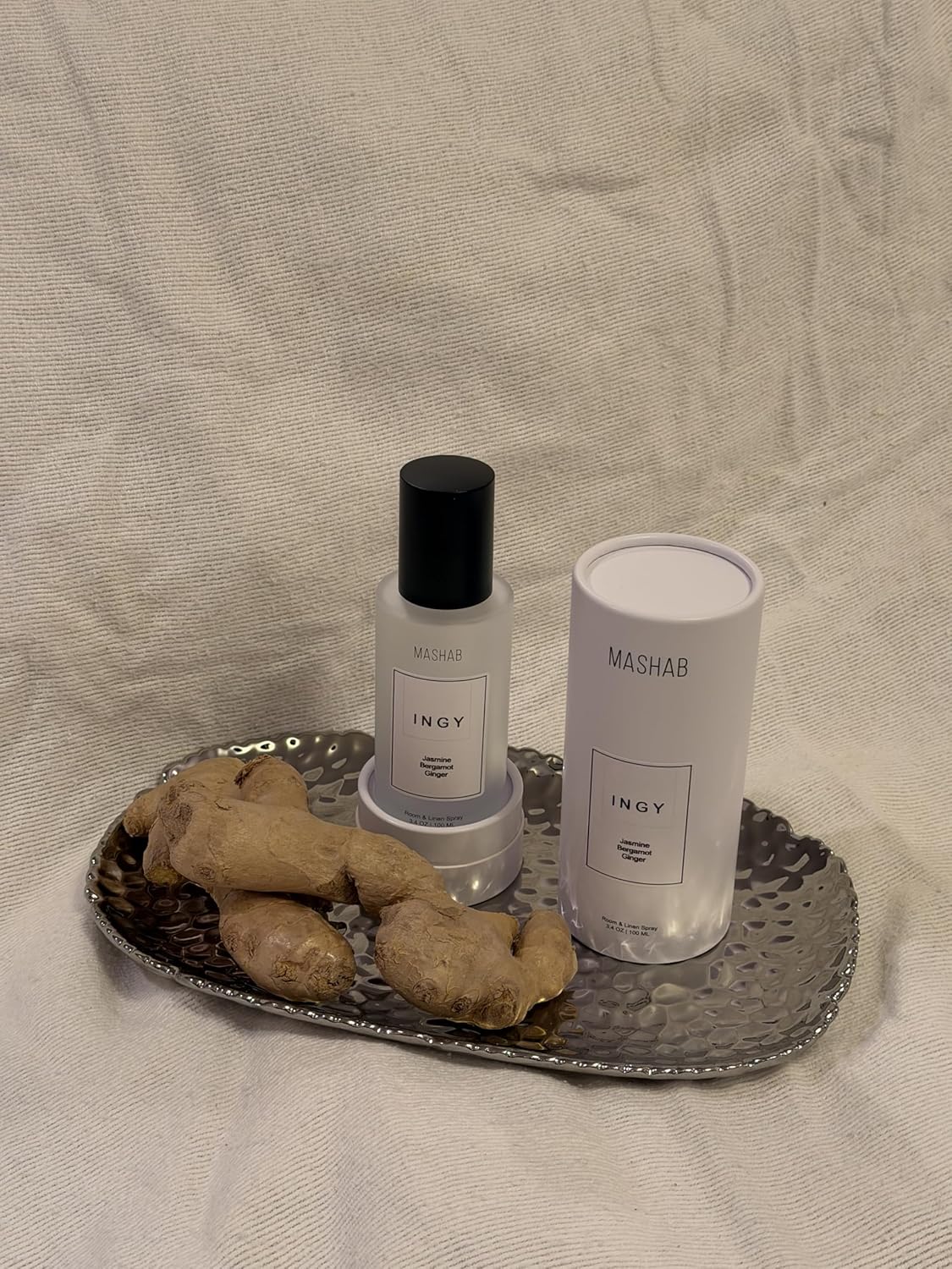 INGY by MASHAB - All-Natural Jasmine, Bergamot & Ginger Luxury Linen & Room Spray | Nonalcohol Aromatic Mist | Premium Glass Bottle (100 mL) gift for Birthday Anniversary Valentines Day Mothers Day