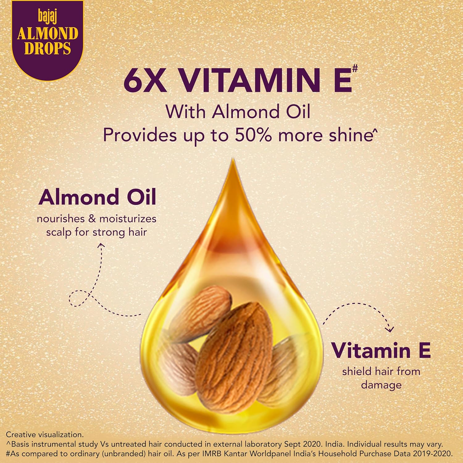 Bajaj Almond Drops Hair Oil, Almond Oil Enriched with 6X Vitamin E, Light and Non-Sticky, Hair Fall Control | 10.14 fl.oz (300ml)