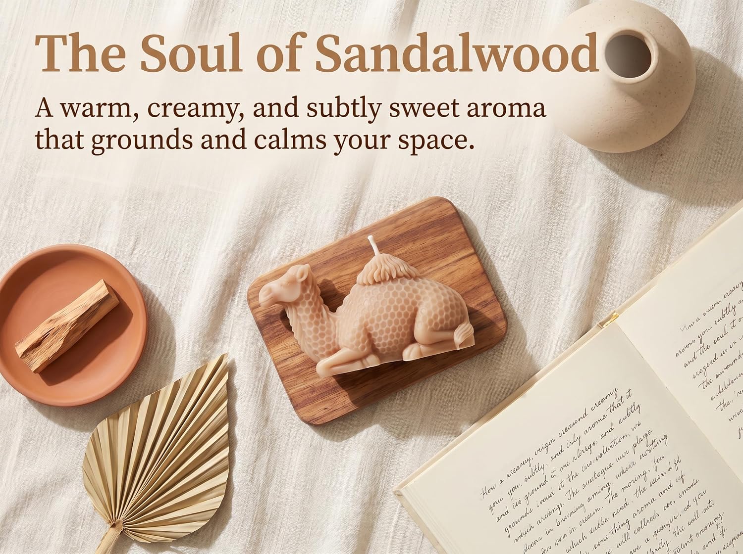 Camel Shaped Scented Candle,Arabian Style Animal Figure Design,Soy Wax Sandalwood Essential Oil Aroma Decorative Candle for Living Room,Religious Gift,Meditation