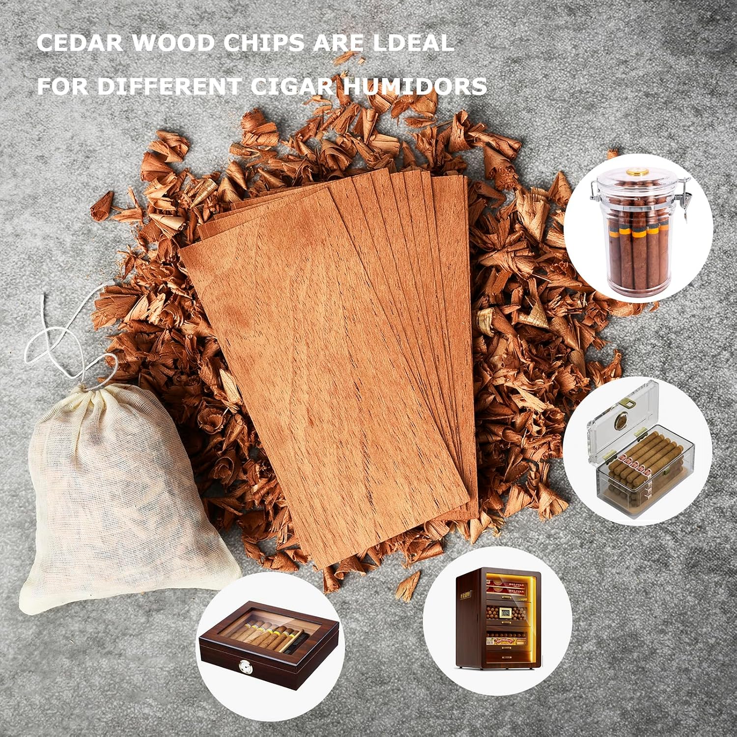 Cedar Shavings for Cigar Humidors, Spanish Cedar Wood Chips, Cedar Chips for Cigar lcoholization, Essential Cigar case Accessories for Cigar Lovers (1.75 Oz)
