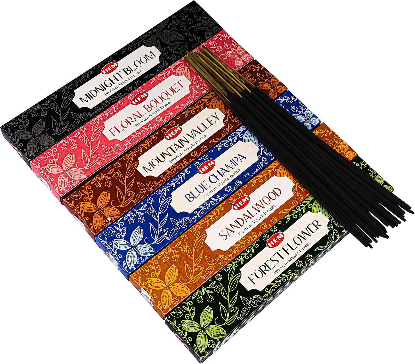 Hem Assorted Incense Sticks Variety 6 Packs x 15 GMS - Aromatherapy Insence for Air Purifier,Insents Stick Gift Set, Perfect for Meditation and Relaxation (Nature Series)