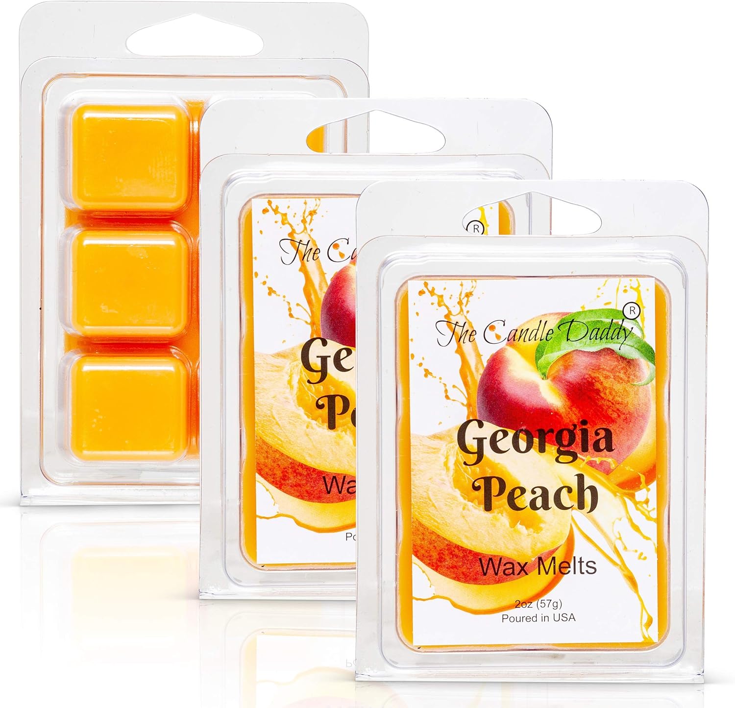 Georgia Peach - Southern Peach Fruit Scented Melt- Maximum Scent Wax Cubes/Melts- 1 Pack -2 Ounces- 6 Cubes, Gift for Women, Men, BFF, Friend, Wife, Mom, Birthday, Sister, Daughter, Anniversary