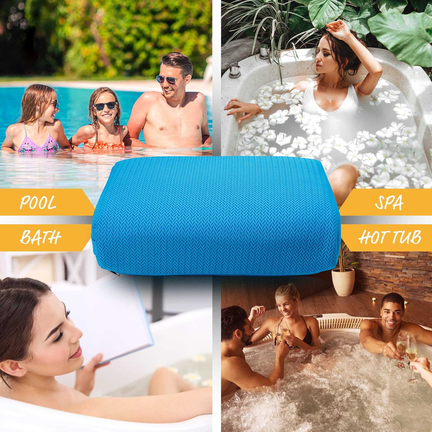 Star Splash Hot Tub Booster Seat, 15 x 12 x 5 Inches - Bath Cushion with Non-Slip Micro Dot Bottom and 6 Weight Sections - Quick Dry Inflatable Hot Tub Accessories for Adults and Kids
