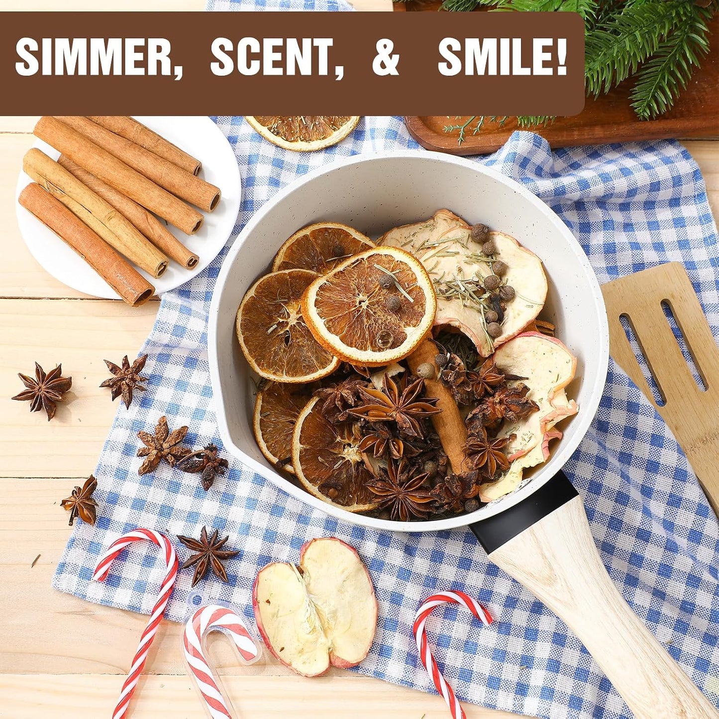 Siifert 8 Pcs Christmas Stovetop Potpourri Xmas Simmer Pot Kit Dried Orange Apple Piece Potpourri Bag Simmer Pot Room Air Freshener Sachet Botanical Bowl Filler Gift Xmas Holiday Decor (Classic)