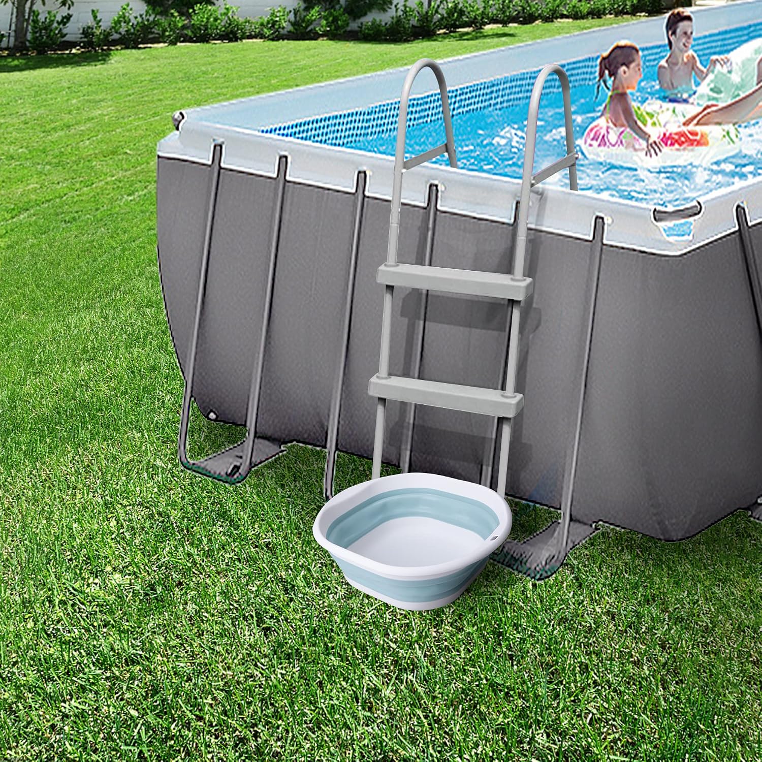 Tlswshsy Portable Pool Foot Bath,Collapsible Pool Foot Wash Basin Tub,Foot Bath Basin for Above Ground Swimming Pools Accessories