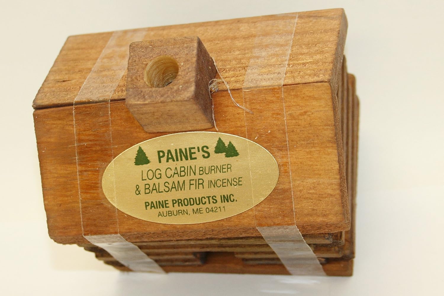 Small LOG Cabin Incense Burner 2.5"x3.5" Comes with 10 Balsam Fir Logs Paine's
