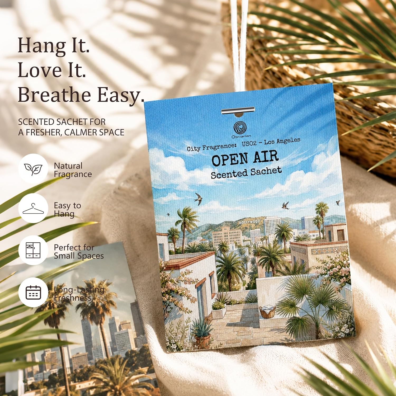 US02-Los Angeles Open Air Scented Sachets for Closets, Drawers & Cars, 12 Pack