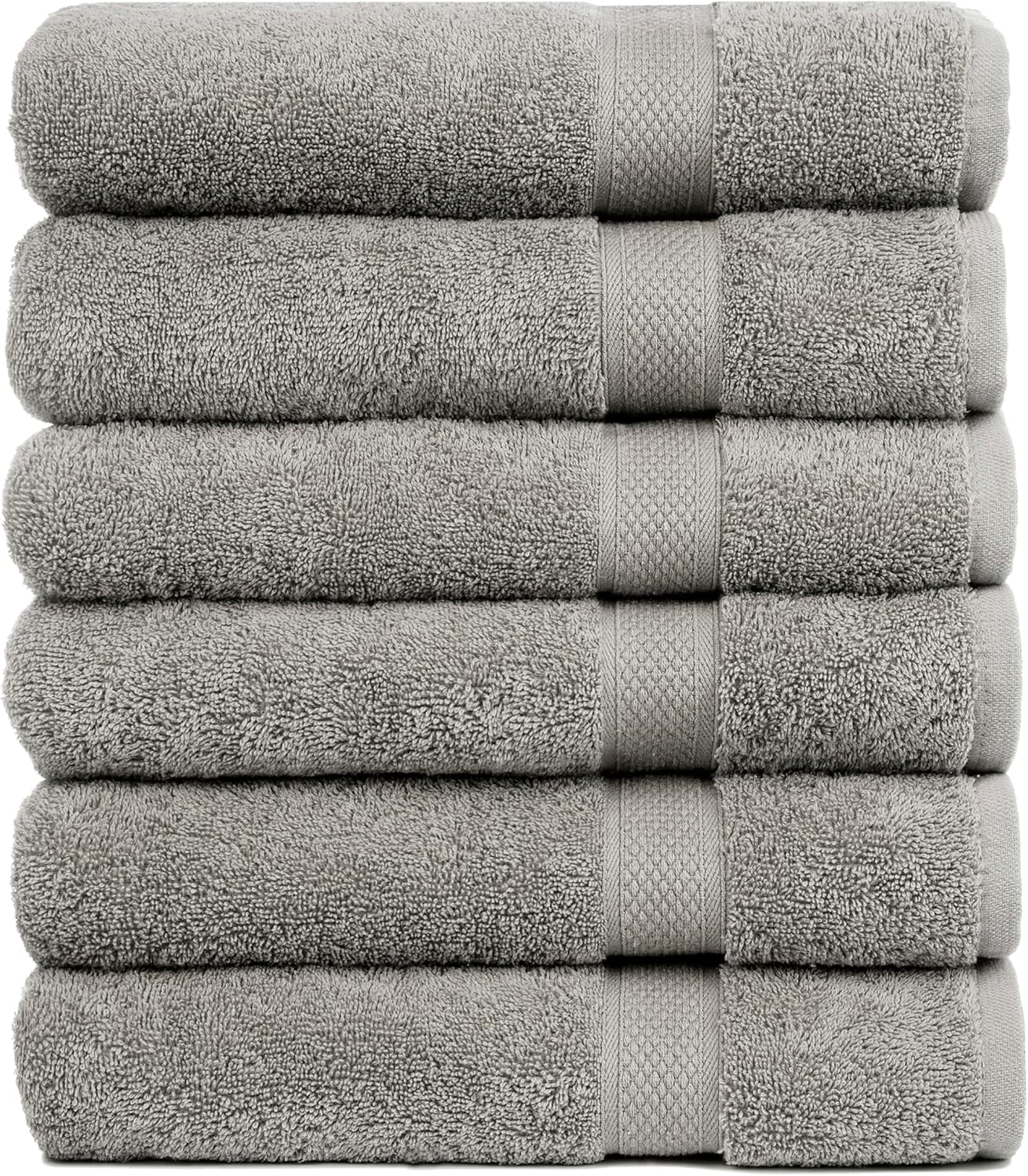 Pleasant Home Bath Towels Set of 6 (24” x 50”) 100% Cotton, 515 GSM | Lightweight, Soft & Highly Absorbent Luxury Towels for Bathroom | for Gym, Pool & Spa | 6 Pack, Gray