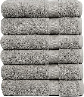 Pleasant Home Bath Towels Set of 6 (24” x 50”) 100% Cotton, 515 GSM | Lightweight, Soft & Highly Absorbent Luxury Towels for Bathroom | for Gym, Pool & Spa | 6 Pack, Gray